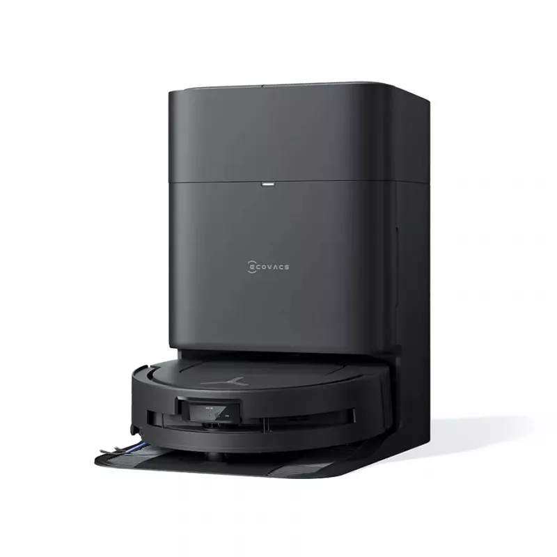 Robot odkurzający Ecovacs Deebot T80 Omni — bezworkowy, pojemnik na kurz 3 l, zbiornik na wodę 0,11 l, bateria 6400 mAh, czas pracy 297 min, czarny