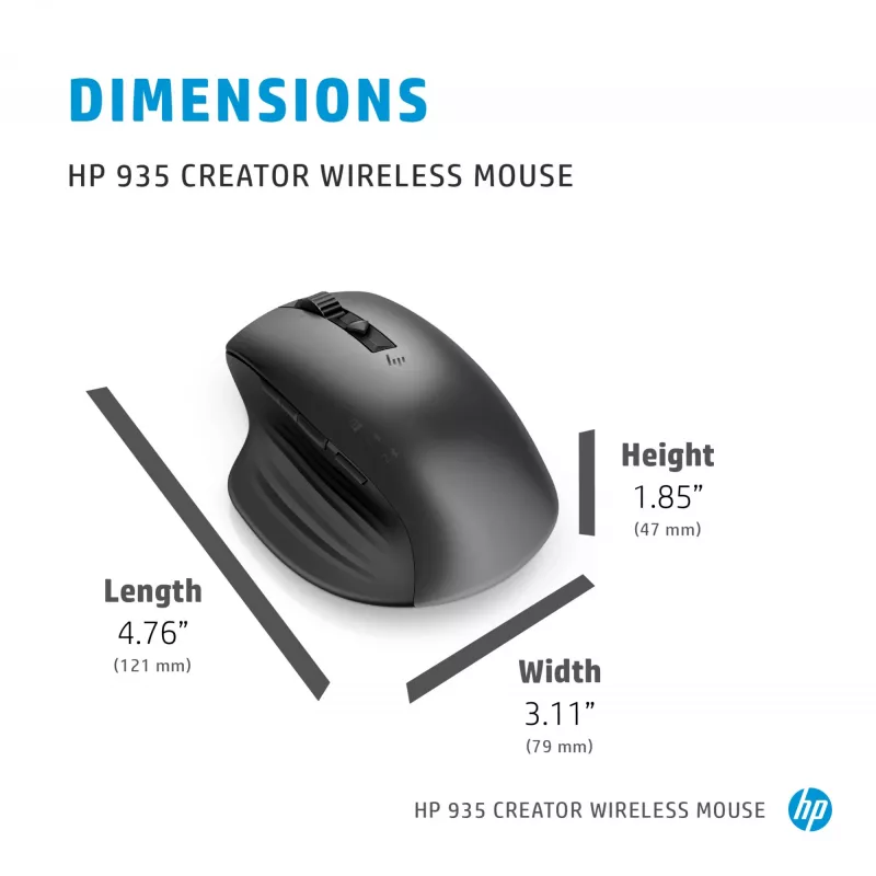 Mysz bezprzewodowa HP 930 Creator, praworęczna, Bluetooth, 3000 DPI, srebrna