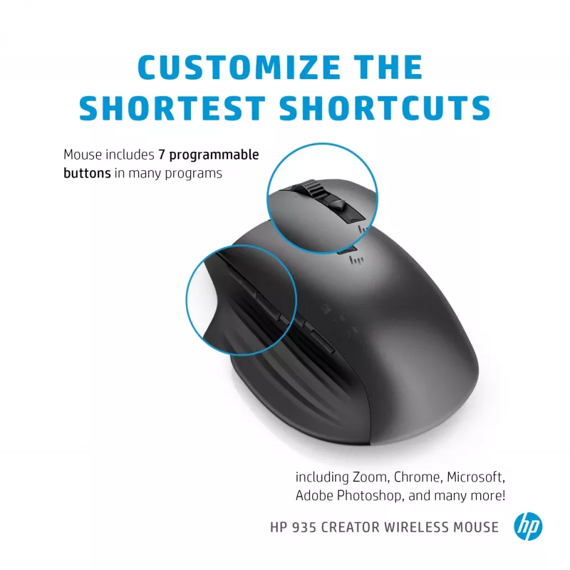 Mysz bezprzewodowa HP 930 Creator, praworęczna, Bluetooth, 3000 DPI, srebrna