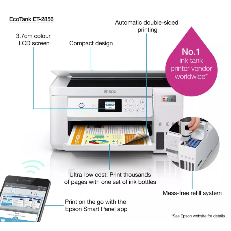 Epson EcoTank ET-2856 A4 5760 x 1440 DPI 33 ppm Wi-Fi atramentowa