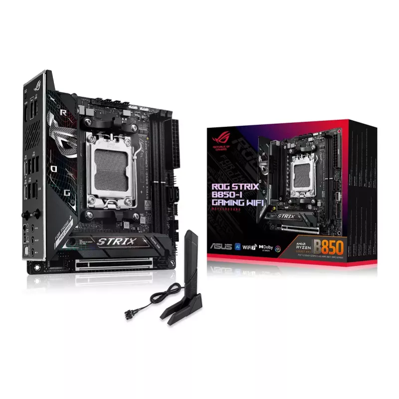 Płyta główna ASUS ROG STRIX B850-I GAMING WIFI, AMD B850, Socket AM5, mini ITX, 2x DDR5, Wi‑Fi 7, 2.5Gb LAN