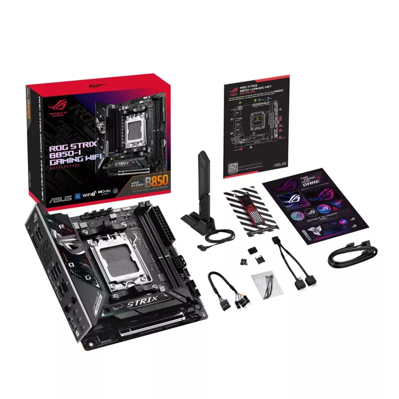 Płyta główna ASUS ROG STRIX B850-I GAMING WIFI, AMD B850, Socket AM5, mini ITX, 2x DDR5, Wi‑Fi 7, 2.5Gb LAN