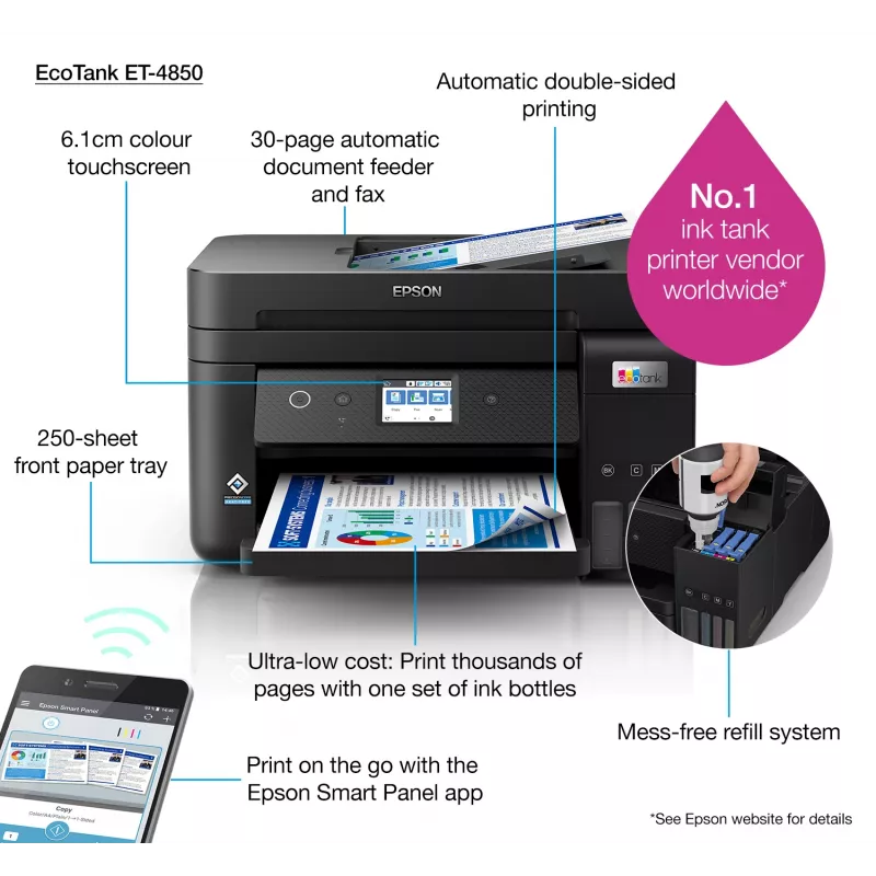 Epson EcoTank ET-4850 Atramentowy A4 4800 x 1200 DPI 33 ppm Wi-Fi