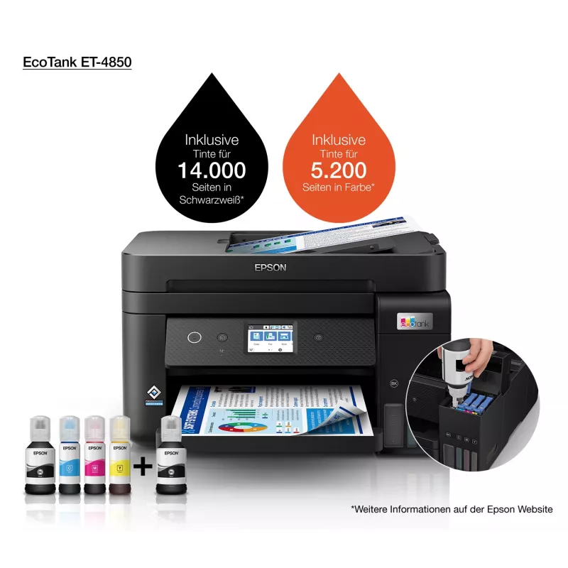 Epson EcoTank ET-4850 Atramentowy A4 4800 x 1200 DPI 33 ppm Wi-Fi