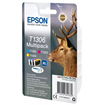 Epson Stag Multipack 3-kolory T1306 DURABrite Ultra Ink, Wysoka (XL) wydajność, cyjan, magenta, żółty, Atrament pigmentowy, 10,1 ml, 1 szt., Multi pack