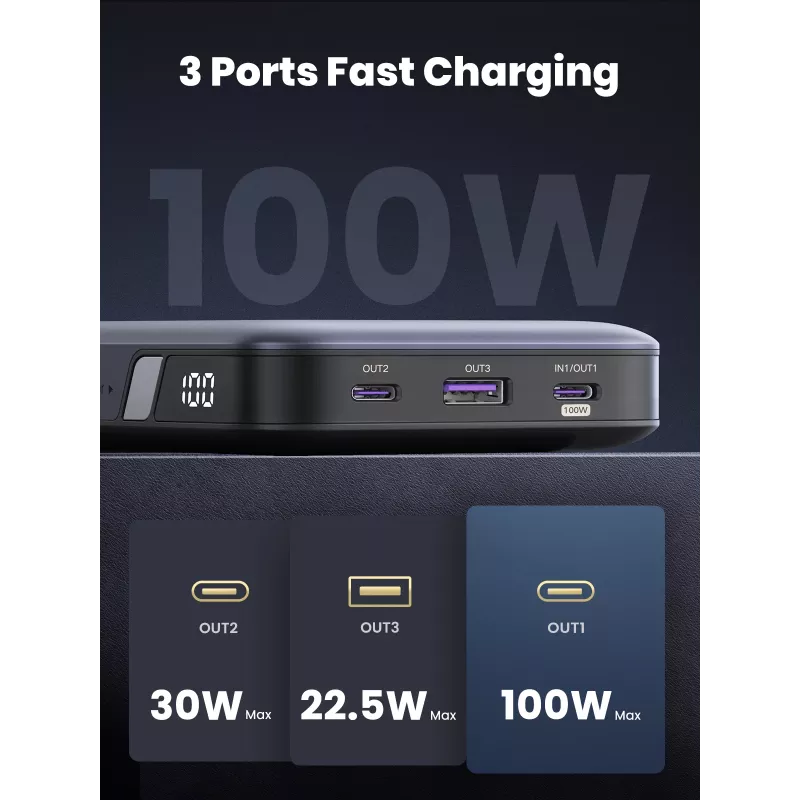 Ugreen 25188 powerbank 20000 mAh Szary