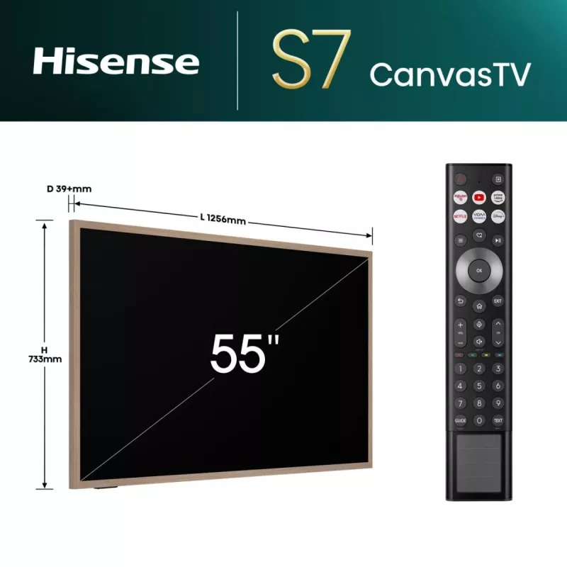 Telewizor Hisense 55 cali S7NQTUK Canvas TV z Freely i ArtMode