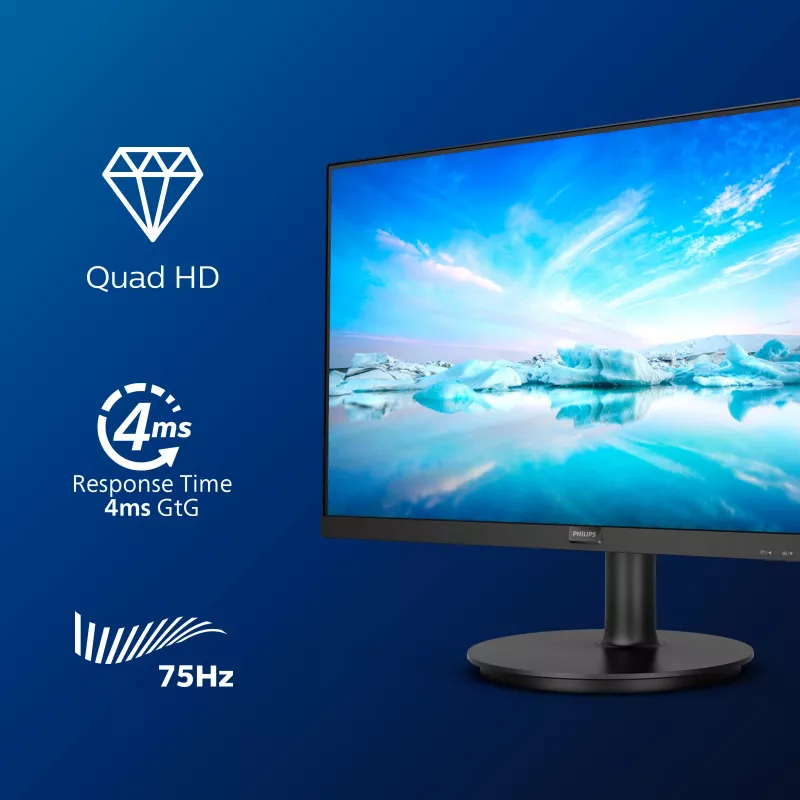 Monitor komputerowy Philips V Line 275V8LA/00, 68.6 cm (27 cali), 2560 x 1440 pikseli, Quad HD, LED, czarny