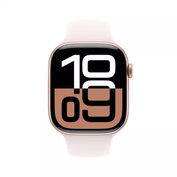 APPLE Watch Series 10 GPS 46mm Koperta ze złoconego aluminium w kolorze Rose Gold z paskiem Light Blush Sport - M/L