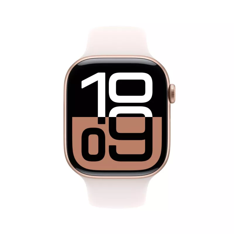 APPLE Watch Series 10 GPS 46mm Koperta ze złoconego aluminium w kolorze Rose Gold z paskiem Light Blush Sport - M/L