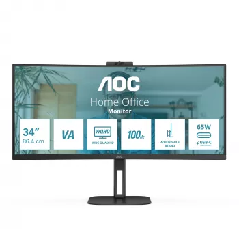 Monitor komputerowy AOC V5 CU34V5CW 86,4 cm (34 cale) 3440 x 1440 pikseli Wide Quad HD LED Czarny