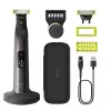 Philips OneBlade Pro 360 QP6652/61 do twarzy i ciała, wbudowany wyświetlacz, zmywalny, bateria, chrom