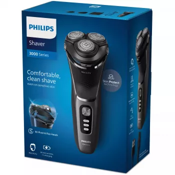 Golarka elektryczna Philips 3000 Series S3343/13 — 3-głowicowa obrotowa, na mokro i sucho, bateria 60 min, ostrza PowerCut