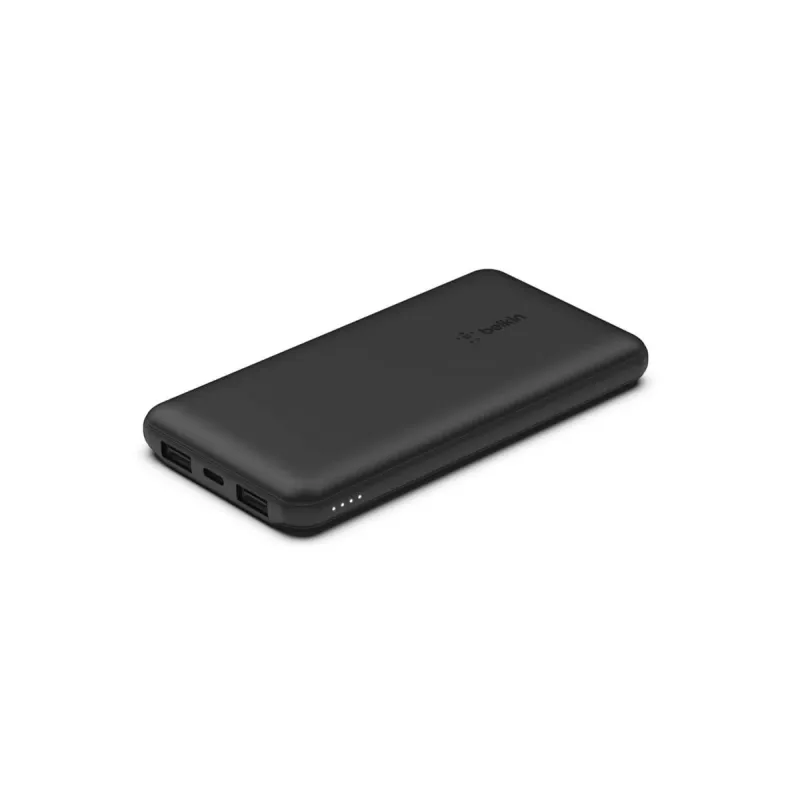BELKIN 10k Power Bank z USB-C 15 W, dwoma USB-A, kablem USB-A do C 15 cm, czarny