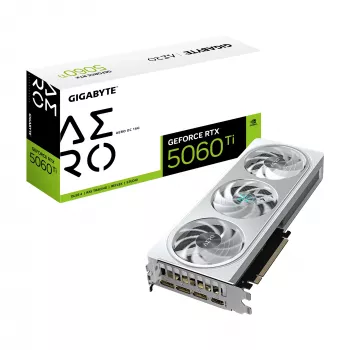 Karta graficzna GIGABYTE GeForce RTX 5060 Ti AERO OC 16G – 16 GB GDDR7, 128-bit, PCI-E 5.0, zegar rdzenia 2647 MHz, 3 x DisplayPort, 1 x HDMI, GV-N506TAERO OC-16GD