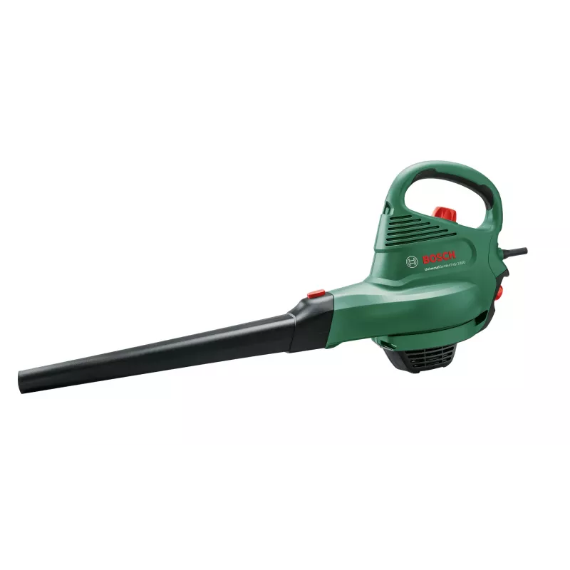 Dmuchawa ręczna Bosch Universal GardenTidy 2300 — 2300 W, 576 m³/h, worek zbiorczy 45 L, 185–285 km/h, funkcja rozdrabniania