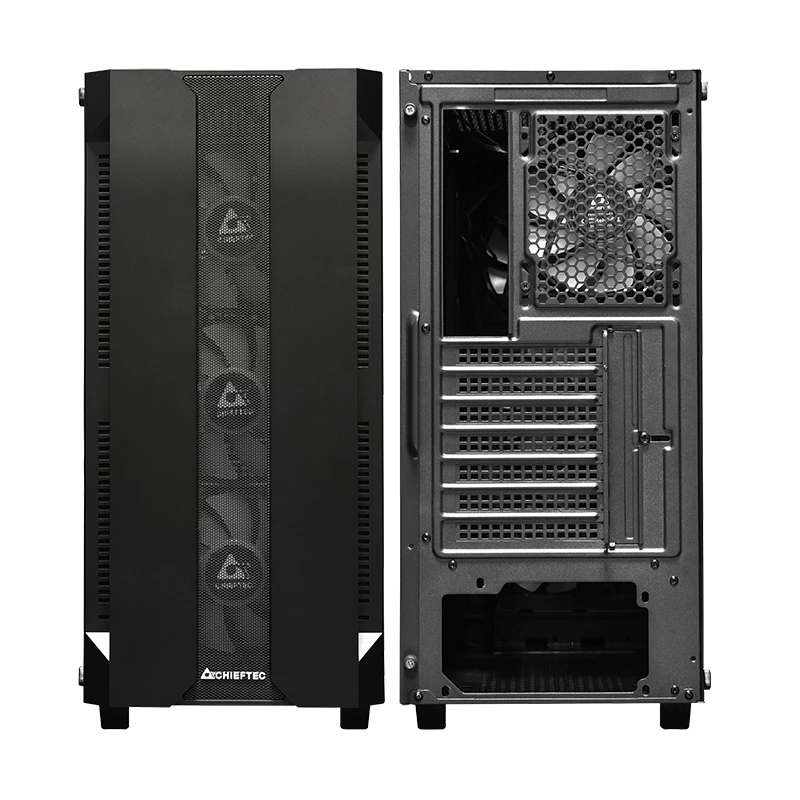 Obudowa PC CHIEFTEC GS-01B-OP Tower Czarna — hartowane szkło, wentylatory RGB, obsługuje ATX/Micro-ATX, GPU do 320 mm