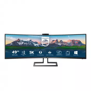 Philips P Line 32:9 SuperWide zakrzywiony wyświetlacz LCD 499P9H/00, 124 cm (48,8 cala), 5120 x 1440 pikseli, UltraWide Dual Quad HD, LCD, 5 ms, Czarny