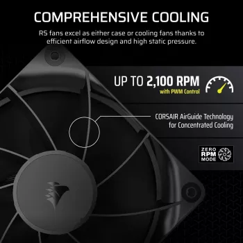 Wentylator Corsair RS120 12 cm Czarny 420-2100 RPM 0.2-4.15 mmH2O