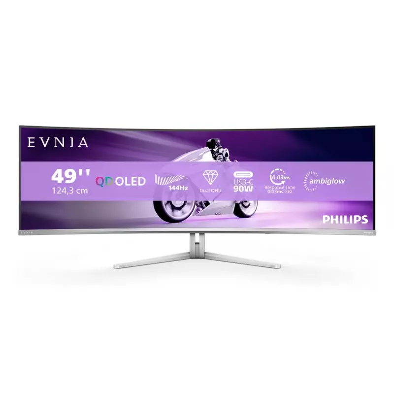 Monitor komputerowy Philips Evnia 8000 49M2C8900L/00 124,2 cm (48,9 cala) 5120 x 1440 pikseli Dual QHD QD-OLED Biały