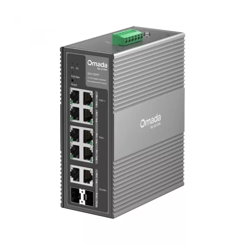 TP-Link Omada 10-Port Switch Gigabit Ethernet Przemysłowy Łatwy w Zarządzaniu z 6 Portami PoE+ i 2 Portami PoE++