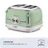 Ariete 156 4 Slice Vintage Toaster, 1600 W, 6 poziomów opiekania, stal nierdzewna malowana w kolorze pastelowej zieleni, bez koszyków do kanapek. Zielony