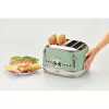Ariete 156 4 Slice Vintage Toaster, 1600 W, 6 poziomów opiekania, stal nierdzewna malowana w kolorze pastelowej zieleni, bez koszyków do kanapek. Zielony