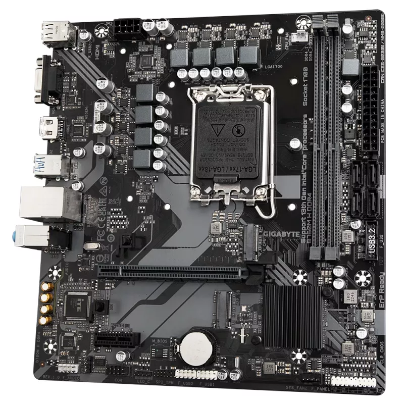 Płyta główna GIGABYTE B760M H DDR4 - obsługa procesorów Intel Core 14. generacji, 6+1+1 fazowa cyfrowa sekcja VRM, do 3200MHz DDR4 (OC), 2xPCIe 4.0 M.2, GbE LAN, USB 3.2 Gen1