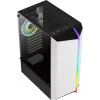 Obudowa PC AEROCOOL Bionic Midi Tower Biała — ATX, szkło hartowane, 2x wnęki 3,5 cala, 6x 2,5 cala, GPU 297 mm, niebieski LED