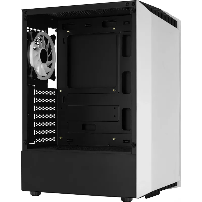 Obudowa PC AEROCOOL Bionic Midi Tower Biała — ATX, szkło hartowane, 2x wnęki 3,5 cala, 6x 2,5 cala, GPU 297 mm, niebieski LED
