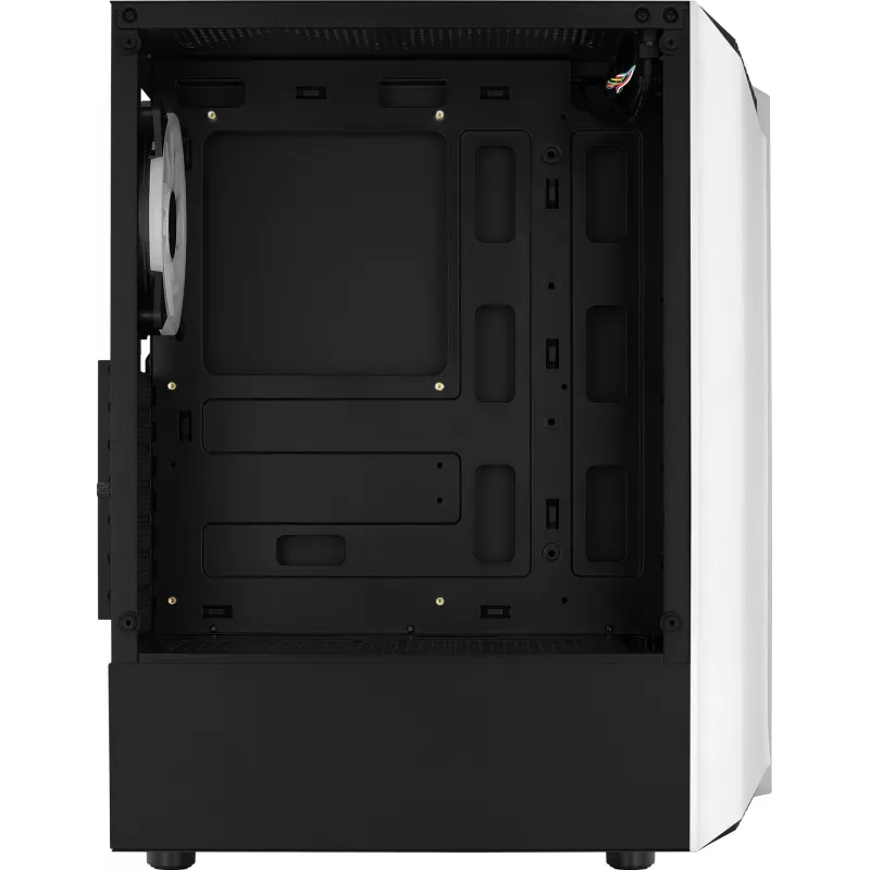 Obudowa PC AEROCOOL Bionic Midi Tower Biała — ATX, szkło hartowane, 2x wnęki 3,5 cala, 6x 2,5 cala, GPU 297 mm, niebieski LED