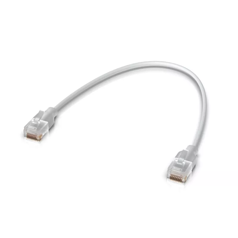 Kabel krosowy Ethernet UBIQUITI UACC-Cable-Patch-EL 0,3 m Cat6 2,5Gbps PoE++ biały