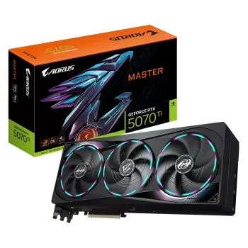 Karta graficzna GIGABYTE AORUS GeForce RTX 5070 Ti MASTER 16G - 16 GB GDDR7, 256-bit, PCI-E 5.0, 2670 MHz zegara rdzenia, 3 x DP 2.1a, 1 x HDMI 2.1b, NVIDIA DLSS 4, GV-N507TAORUS M-16GD