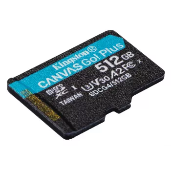 Kingston Technology 512GB microSDXC Canvas Go Plus Gen4 200R A2 U3 pojedyncze opakowanie w/o ADP