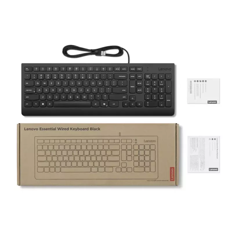 Klawiatura Lenovo 4Y41R64681 Pełnowymiarowa (100%) Przewodowa USB Nordic Czarna — Dom/Biuro