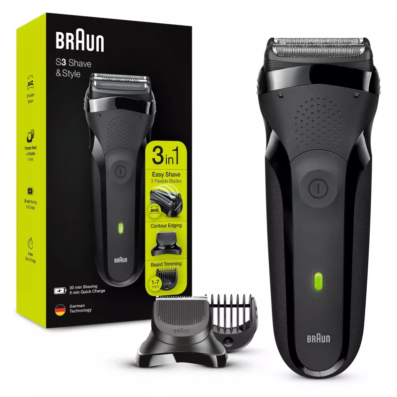 Golarka elektryczna Braun Series 3 Shave&Style 300BT, maszynka do golenia dla mężczyzn, czarna