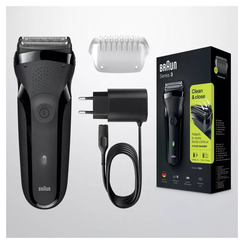 Golarka elektryczna Braun Series 3 Shave&Style 300BT, maszynka do golenia dla mężczyzn, czarna