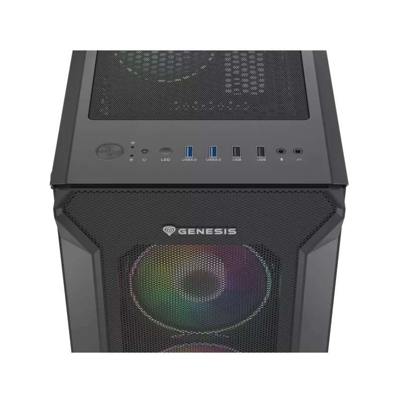 GENESIS Irid 505 ARGB Midi Tower Czarny, Przezroczysty