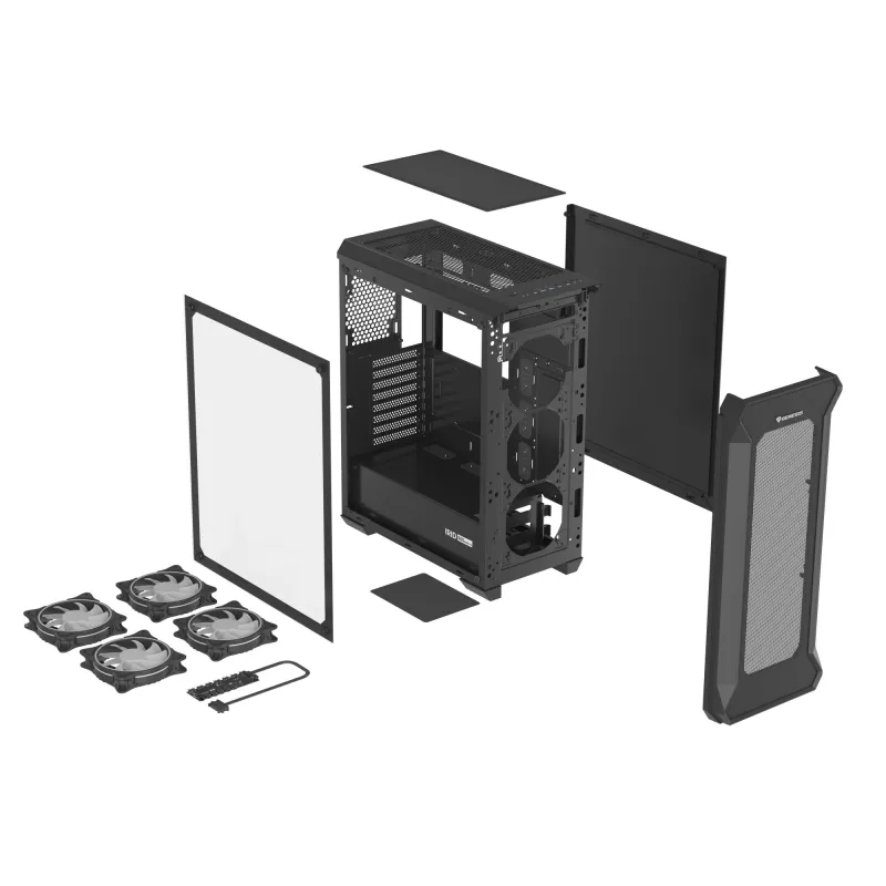 GENESIS Irid 505 ARGB Midi Tower Czarny, Przezroczysty