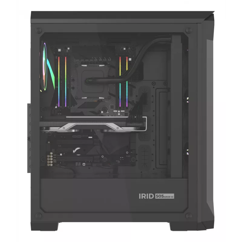 GENESIS Irid 505 ARGB Midi Tower Czarny, Przezroczysty