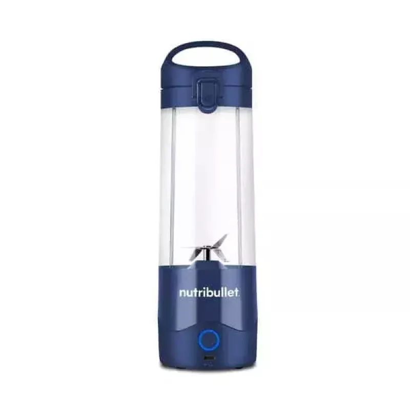 Sport blender NUTRIBULLET Portable 0.475 L, zasilany bateriami, ostrza ze stali nierdzewnej, misa Tritan, granatowy