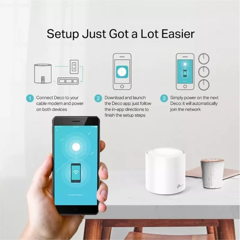TP-Link AX1800 System Mesh Wi-Fi 6 do całego domu, biały, wewnętrzny, router Mesh, zasilanie, FCC