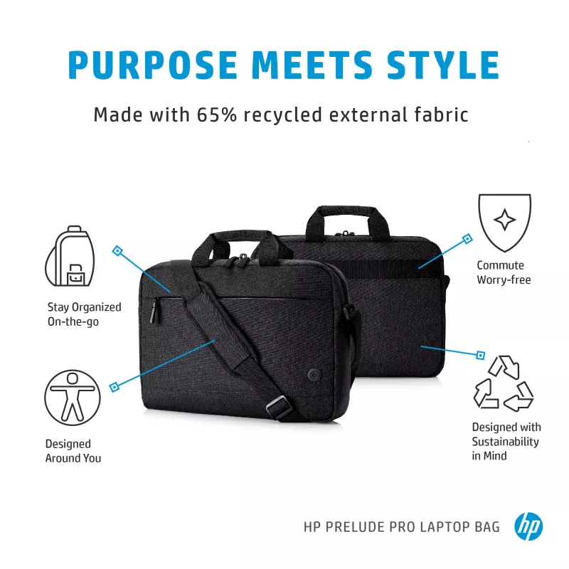 Torba typu messenger HP Prelude Pro na laptopa do 15,6 cala, materiał, szary, pasuje do urządzeń do 39,6 cm, waga 380 g