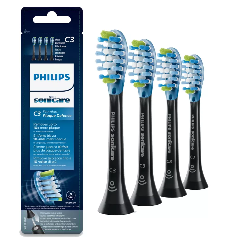 Philips C3 Premium Plaque Defence HX9044/33 4x czarne soniczne końcówki do szczoteczki