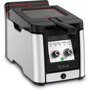 Tefal Clear Duo FR600D Pojedyncza 0.65 l Wolnostojąca 2000 W Frytkownica Czarny, Stal nierdzewna