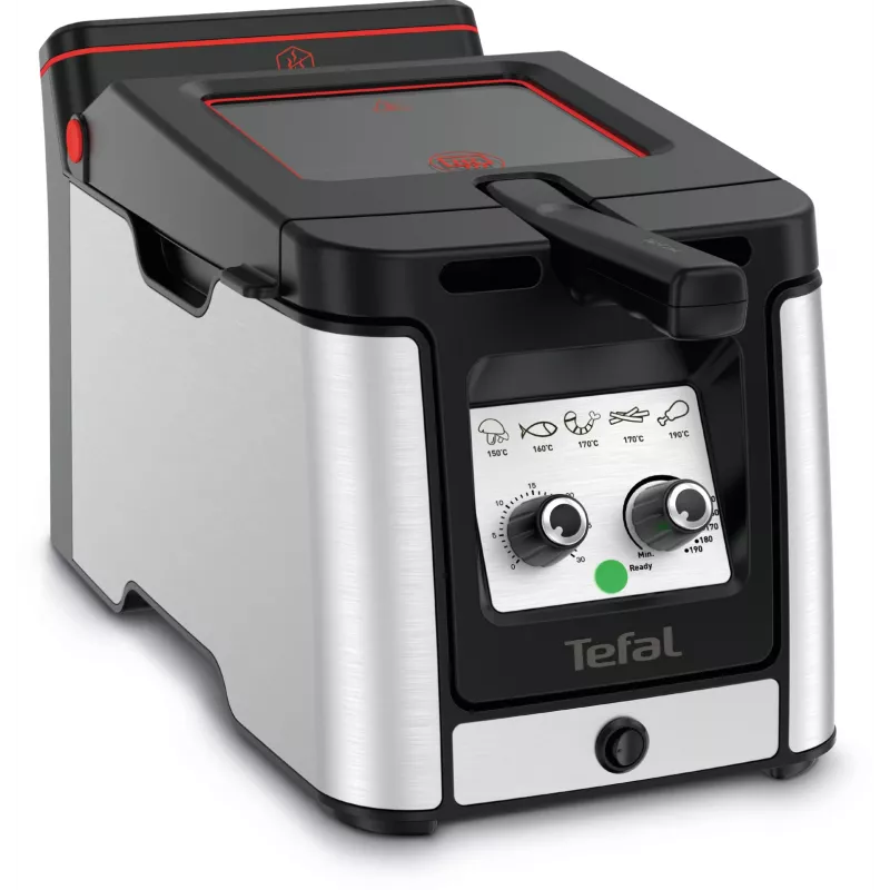 Tefal Clear Duo FR600D Pojedyncza 0.65 l Wolnostojąca 2000 W Frytkownica Czarny, Stal nierdzewna