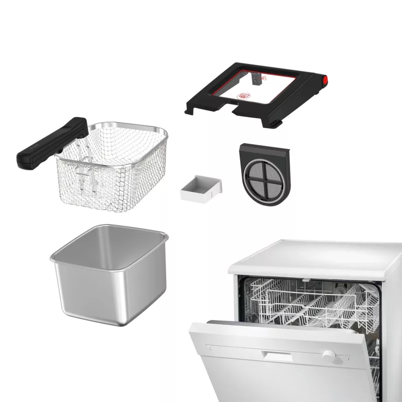 Tefal Clear Duo FR600D Pojedyncza 0.65 l Wolnostojąca 2000 W Frytkownica Czarny, Stal nierdzewna
