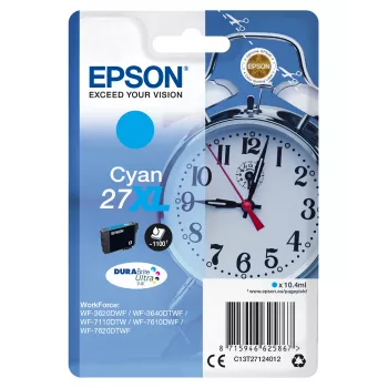 Epson Alarm clock Singlepack cyjan 27XL DURABrite Ultra Ink, High (XL) Yield, cyjan, 10,4 ml, 1 szt., 1100 stron