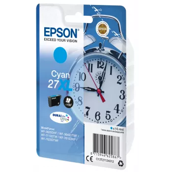Epson Alarm clock Singlepack cyjan 27XL DURABrite Ultra Ink, High (XL) Yield, cyjan, 10,4 ml, 1 szt., 1100 stron