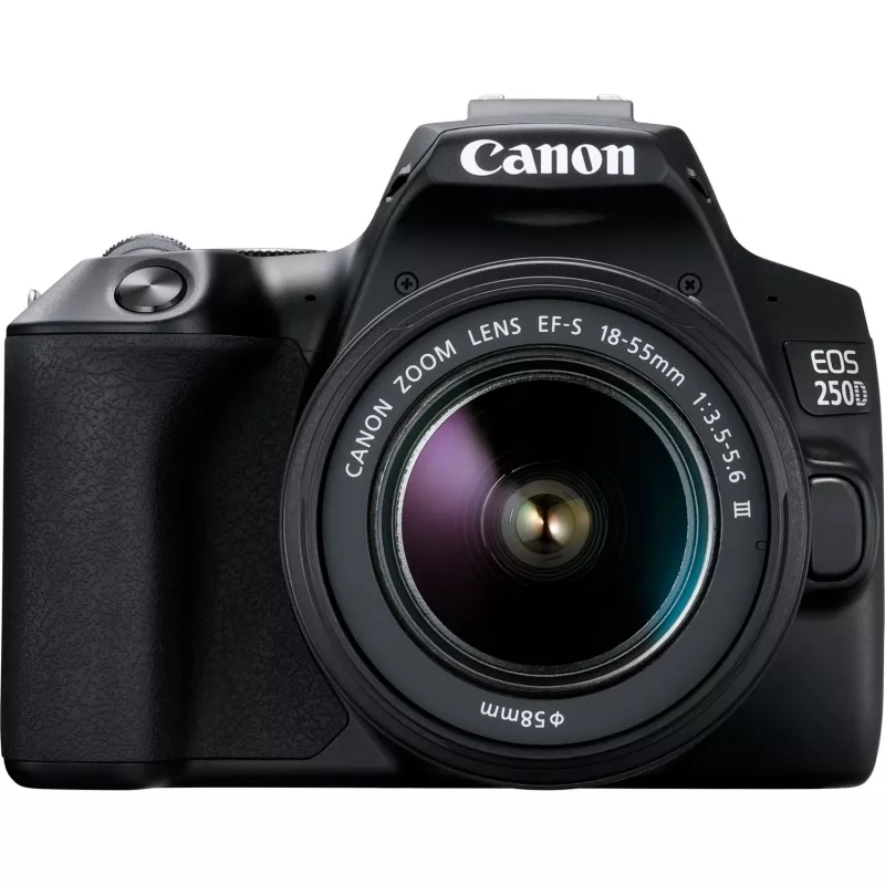 Canon EOS 250D + EF-S 18-55mm f/3.5-5.6 III SLR Camera Kit 24.1 MP CMOS 6000 x 4000 pixels Czarny